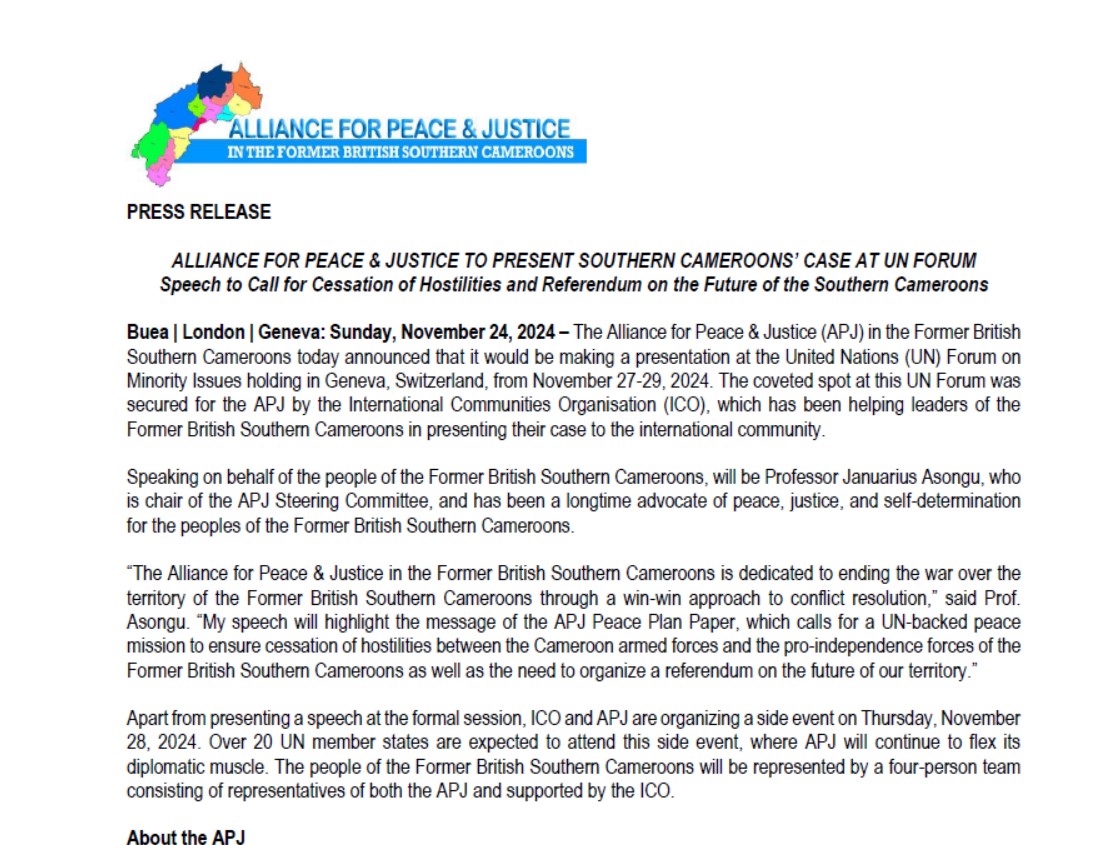 Lessons from Israel and Ukraine: Peace Plan Paper Urges Negotiated Settlement in Anglophone Cameroon